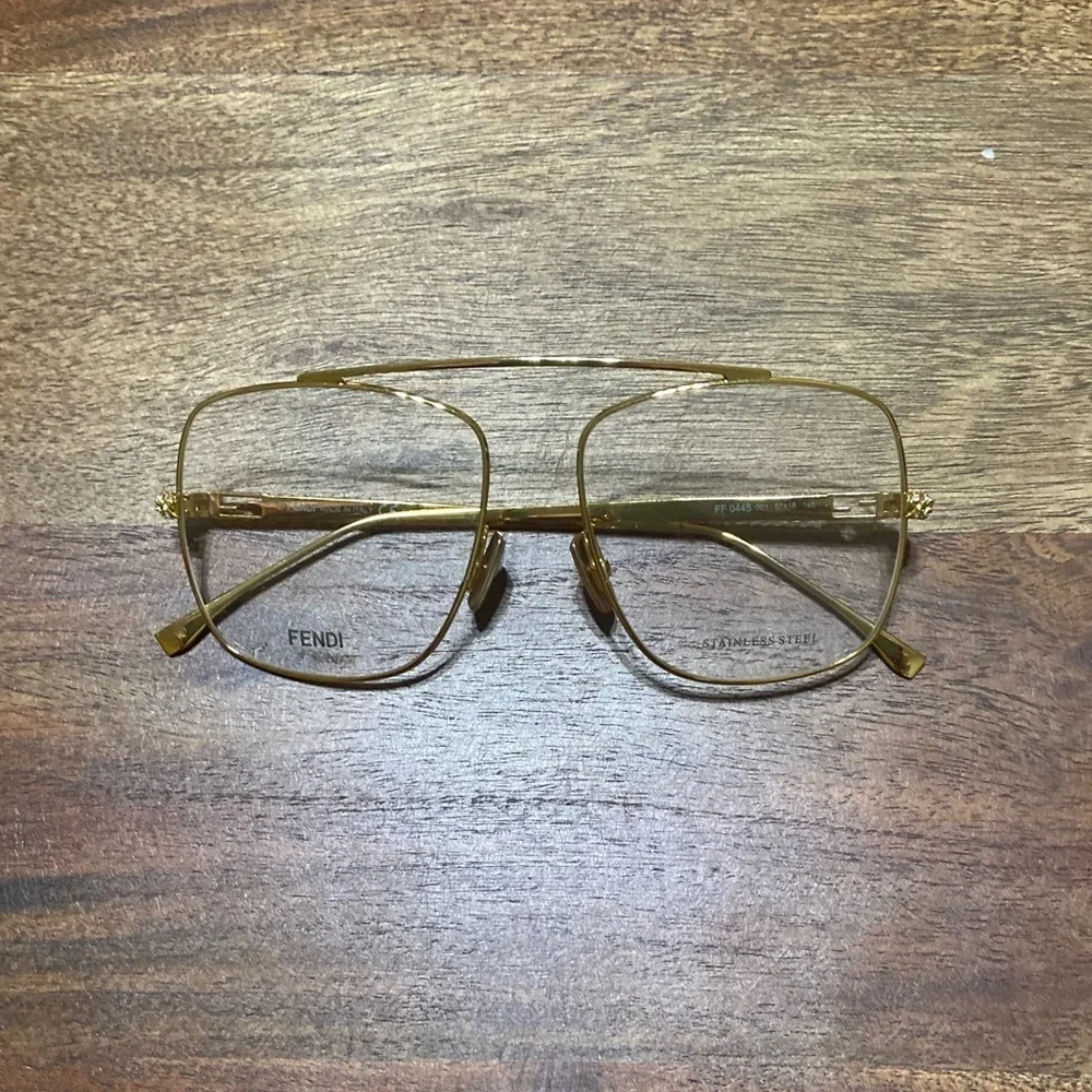 FENDI 57mm aviator oversized gold optical Frames/eyewear
